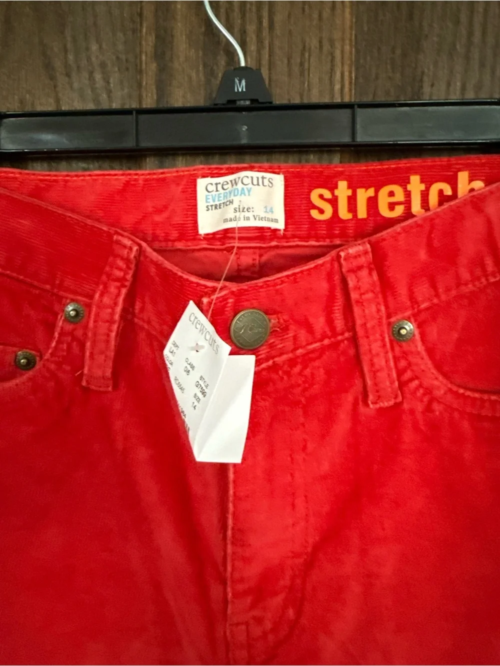 Crewcuts Bright Tomato Red Corduroy Kids Jeans Size 14 NWT
